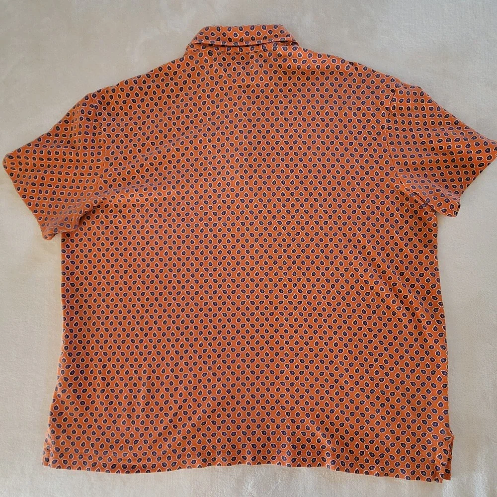 Polo Ralph Lauren Polo Shirt Mens XL Orange Paisley Floral Featherweight Mesh‎